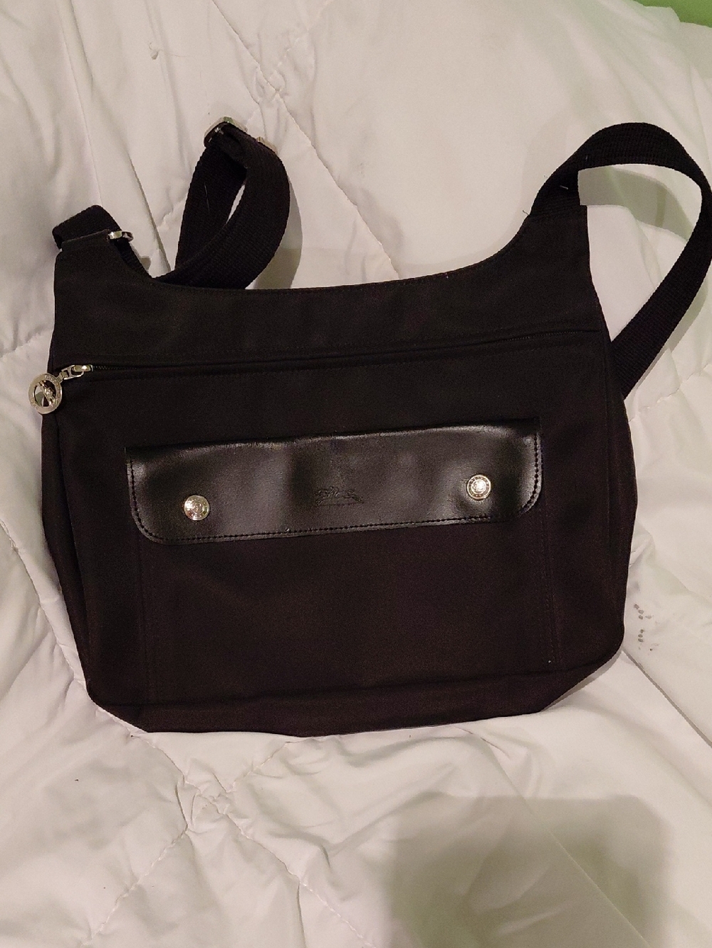 Longchamp Black Nylon Crossbody Messenger Bag